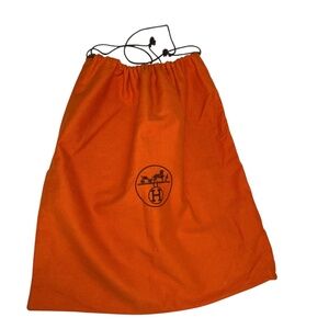 Hermes Paris France orange cotton drawstring handbag purse dust bag 18x15